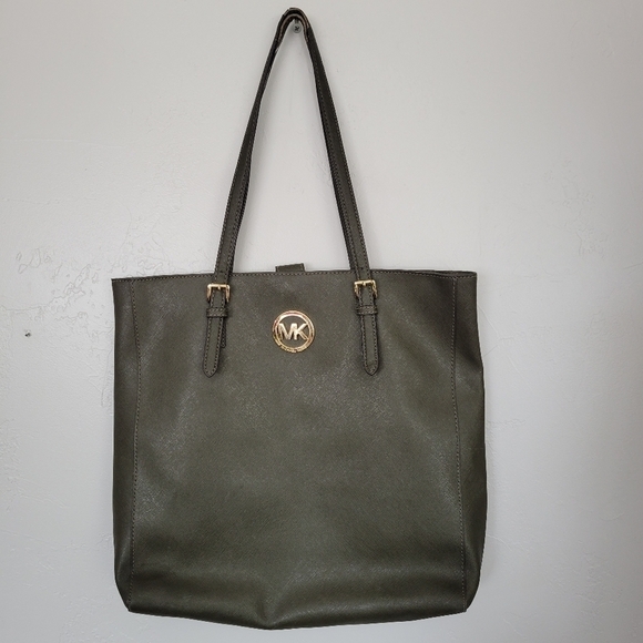 Michael Kors Jet Set Dark Olive Green Tote Bag Purse Carryall - Picture 1 of 10